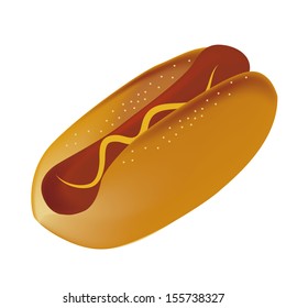 a big hot dog with bread in white background