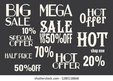 Big, hot sale lettering set, special vintage elements kit for shops and your business