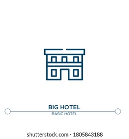 icono de la línea vector de un gran hotel. Ilustración de elemento simple. icono de contorno de hotel grande del concepto básico del conjunto de hoteles. Se puede usar para web y móvil
