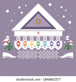 A big house in the countryside on the eve of Christmas evening