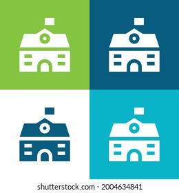 Gran Casa Plano cuatro colores mínimo conjunto de iconos