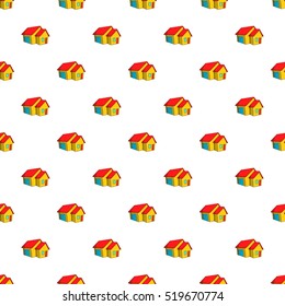 Big house with garage pattern. Cartoon illustration of big house with garage vector pattern for web