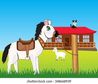 The Big house on nature and pets.Vector illustration