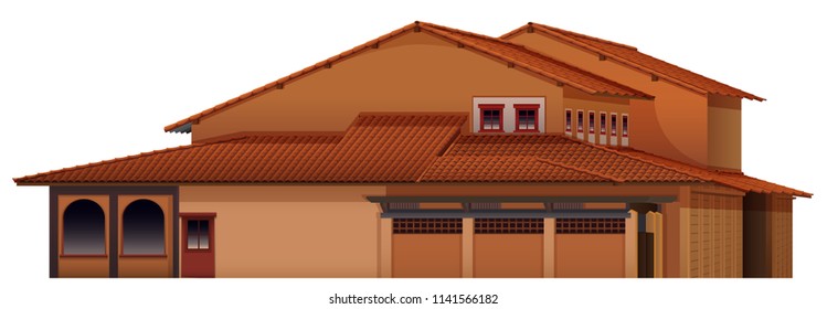Big house on white background illustration