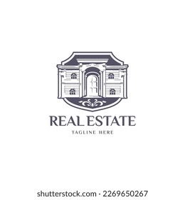 Big house real estate vintage logo badge
