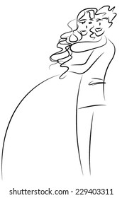 big hug, couple drawing, vector