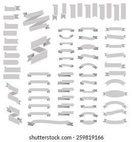 Big Huge Biggest Gray set of Ribbons and Labels in Vector Retro and Vintage for All Purposes