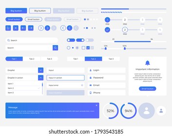 Big, huge, enhanced ui kit for web design, mobile apps with the different buttons, graphics, diagramms, menu, search, tabs and other.  - Shutterstock ID 1793543185