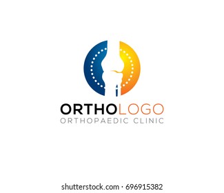 big human bone joint inside two tone circular emblem logo for chiropractic and orthopedic clinic