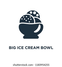 Big Ice Cream Bowl icon. Black filled vector illustration. Big Ice Cream Bowl symbol on white background. Can be used in web and mobile.