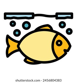 Big ice fish icon outline vector. Winter lake. Snow frozen color flat