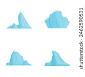 Big iceberg icons set cartoon vector. Iceberg floating in ocean. Huge white block of ice