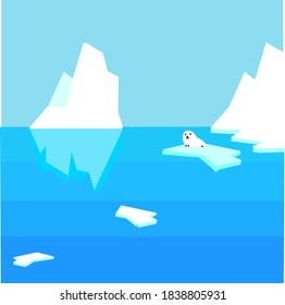 Big iceberg, illustration, vector on white background