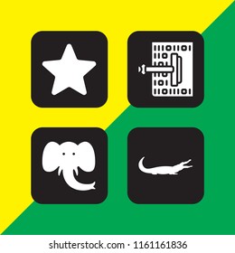 big icon. 4 big set with star, data, elephant and alligator vector icons for web and mobile app