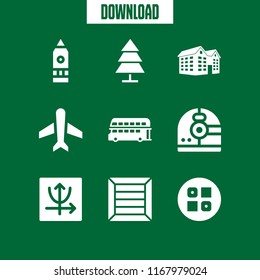 big icon. 9 big vector set. tree, sushi, parabolic and double decker bus icons for web and design about big theme