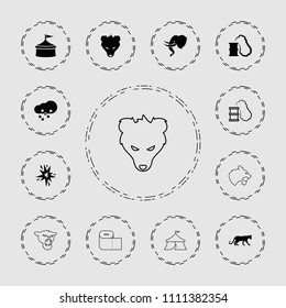 Big icon. collection of 13 big filled and outline icons such as panther, circus, defragmentation, smoking can, elephant, bear, explode. editable big icons for web and mobile.