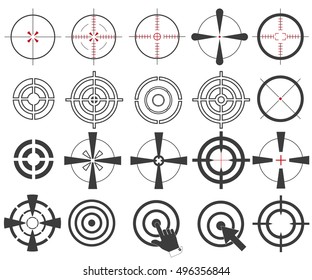 
The big icon collection sight  target symbol sniper scope isolation on a white background. stylish vector illustration for web design