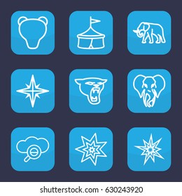 Big icon. set of 9 outline big icons such as elephant, panther, explosion, explode, bear, search cloud