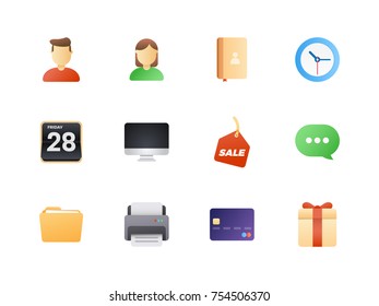 Big icon set. Colored semi flat icons pack for awesome and style web or mobile app design.