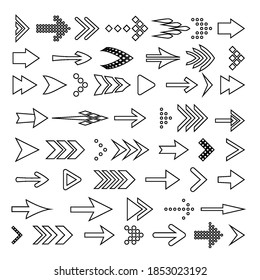 Big Icon Set of Flat Arrows. Isolated Arrow Icon Set Collection for Back and Next User Interface Icons. Different Shape Concept for Undo and Redo Web Buttons on White