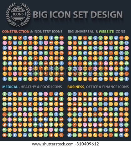 Big icon set. Industry, Construction, Medical, Logistic. Finance and business icon set, clean vector