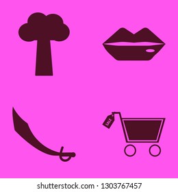 big icon set with tree, saber and sale shopping cart vector illustration