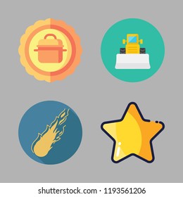 big icon set. vector set about star, meteor and bulldozer icons set.