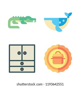 big icon set. vector set about closet, star, whale and crocodile icons set.