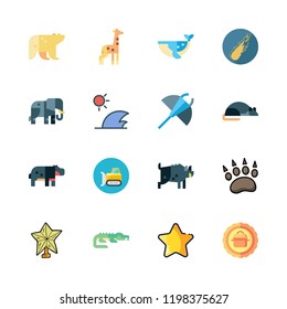 big icon set. vector set about meteor, waves, manta ray and giraffe icons set.