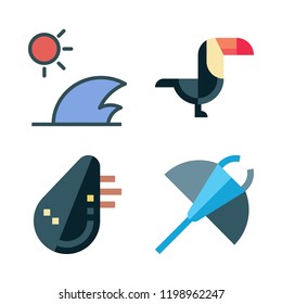 big icon set. vector set about waves, manta ray, animals and toucan icons set.