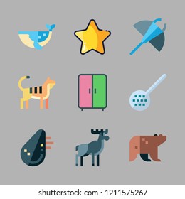 big icon set. vector set about wardrobe, animals, star and bear icons set.