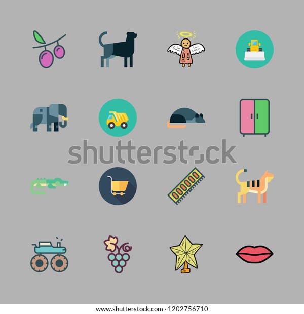 big icon set. vector set about monster truck,\
star, ram and animals icons\
set.