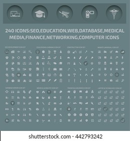 Big icon set,business,social,finance,industry,network,communication,medical,education design,vector