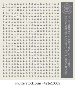 Big icon set,construction icon,factory icon,industry icon,engineering icon,pollution icon,vector