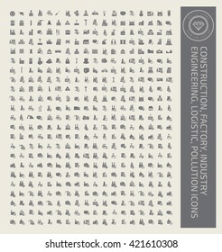 Big icon set,construction icon,factory icon,industry icon,engineering icon,pollution icon,vector