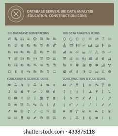 Big icon set,database server icon,big data icon,education icon,construction icon,vector