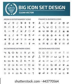 Big icon set,media icon,finance icon,database icon,data analysis icon,vector