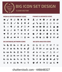 Big icon set,media icon,finance icon,database icon,data analysis icon,vector