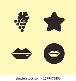 big icon. big vector icons set lips, star and grape