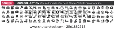 Big icons collection. Containing Car, Automobile, Car Rent, Electric Vehicle, Transportation. Glyph solid style series icon