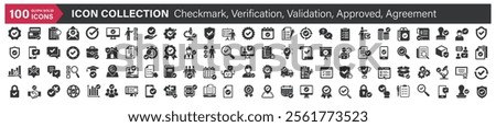 Big icons collection. Containing Checkmark, Verification, Validation, Approved, Agreement. Glyph solid style series icon