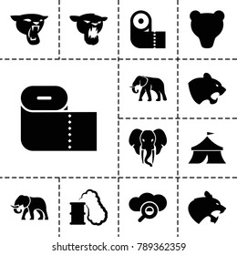 Big icons. set of 13 editable filled big icons such as panther, elephant, paper towel, bear, search cloud, smoking can