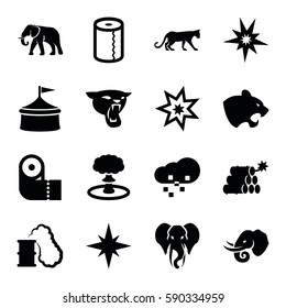 big icons set. Set of 16 big filled icons such as panther, elephant, paper towel, defragmentation, dynamite, explosion, smoking can, explode