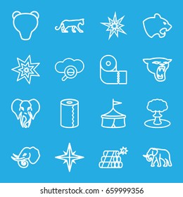 Big icons set. set of 16 big outline icons such as panther, elephant, paper towel, dynamite, explosion, explode, bear, search cloud