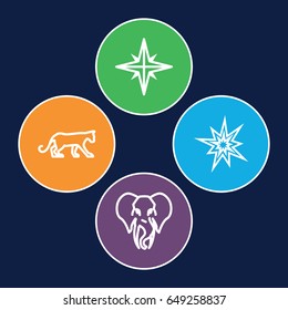 Big icons set. set of 4 big outline icons such as panther, elephant, explosion