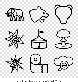 Big icons set. set of 9 big outline icons such as panther, elephant, paper towel, explosion, explode, bear, search cloud