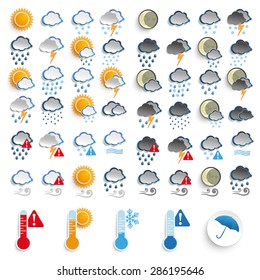 Big icons set, day and night weather. Eps 10 vector file.