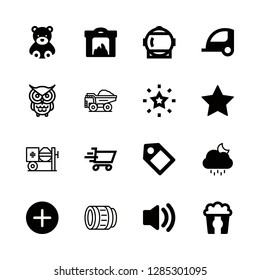 big icons set with big owl, star and concrete mixer vector set