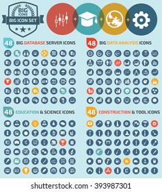 Big icons,Big data,database,data analysis,education,learning,construction and tools icons,clean vector