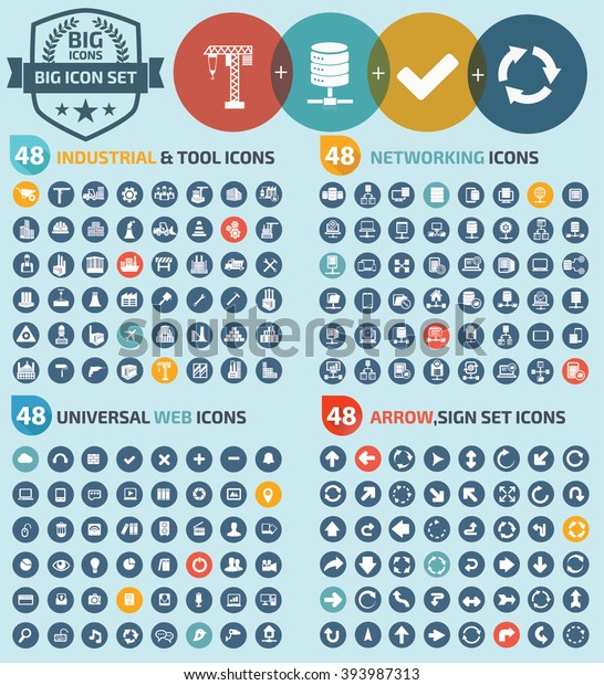 Big icons,industry,tool,network,universal web,arrows icons,clean vector
